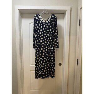 Sahara Dress Womens 5 Black White Polka Dot Long Sleeve Midi Shift Pockets